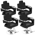 Cuute Salon Chair for Hair Stylist, Barber Chair with Heavy Duty Hydraulic Pump, Stylist Chair 360 Degrees Rolling Swivel Spa Beauty Equipment for Hair Stylist, Silver(Set of 4)