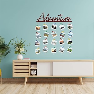 cvanu adventure mdf cutout photo display wall hanging with clips amp rope for decorative item size30inch x 24inch_c42