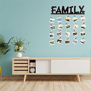 cvanu family mdf cutout photo display wall hanging with clips amp rope for decorative item size30inch x 24inch_c33