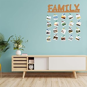 cvanu family mdf cutout photo display wall hanging with clips amp rope for decorative item size30inch x 24inch_c32