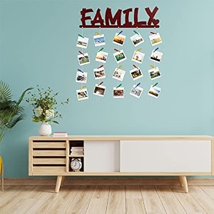 cvanu family mdf cutout photo display wall hanging with clips amp rope for decorative item size30inch x 24inch_c36