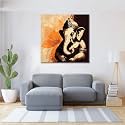 CVANU Lord Ganesh Canvas Painting with Frame for Wall Art Decoration (12x12inch) 202305-168