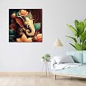 CVANU Lord Ganesh Canvas Painting with Frame for Wall Art Decoration (12x12inch) 202305-167