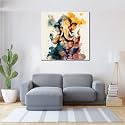 CVANU Lord Ganesh Canvas Painting with Frame for Wall Art Decoration (24x24inch) 202305-169