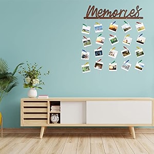cvanu memories mdf cutout photo display wall hanging with clips amp rope for decorative item size30inch x 24inch_c25
