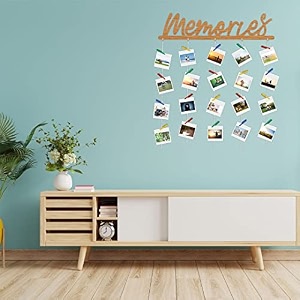 cvanu memories mdf cutout photo display wall hanging with clips amp rope for decorative item size30inch x 24inch_c26