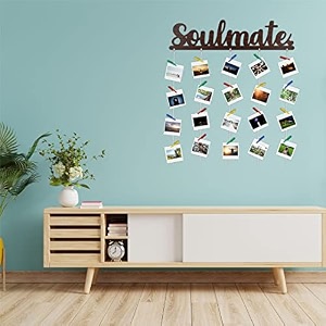 cvanu soulmate mdf cutout photo display wall hanging with clips amp rope for decorative item size30inch x 24inch_c46