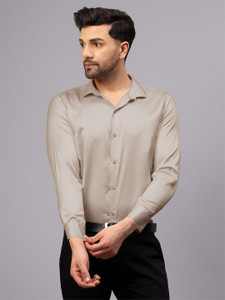 cvc men solid formal beige shirt