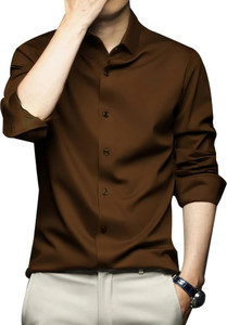 cvc men regular fit solid spread collar formal shirt