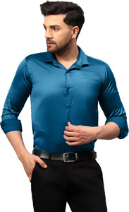 cvc men solid formal dark blue shirt