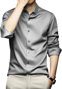 cvc men solid formal grey shirt