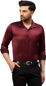 cvc men solid formal maroon shirt