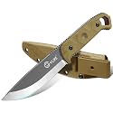 CVLIFE 5.2" D2 Full Tang Fixed Blade Bushcraft Knife with Sheath, Brown