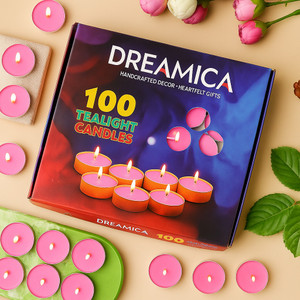 cw dreamica pack of 100  long-burning pink tealight candle