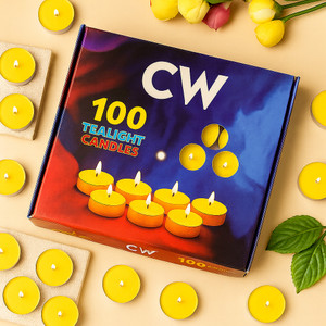 cw dreamica pack of 100  long-burning yellow tealight candle