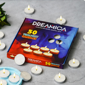 cw dreamica pack of 50  long-burning white tealight candles candle