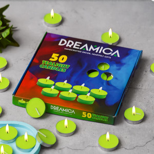 cw dreamica pack of 50  long-burning green tealight candle