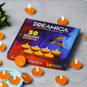 CW Dreamica Pack Of 50 , Long-Burning Orange Tealight Candle (Orange, Pack of 50)