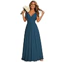 CWOAPO Peacock Plus Size Ruffle Sleeve Bridesmaid Dresses for Women 2025 Long Ruched Chiffon A Line Formal Evening Gown US16W