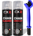 CX2 Bike Chain Cleaner & Chain Lubricant Spray Combo 150ml Each | Anti-Rust, Chain Care Kit for Motorcycles and Bicycle | Smooth Ride Formula Bike Accessories Chain Oil