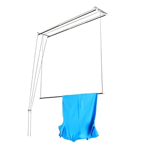 cybercity luxury deluxe heavy rust proof stainless steel with uv protected nylon ropes individual dropdown ceiling cloth dryer stand  cloth drying stand for balcony 8 feet x 3 pipes