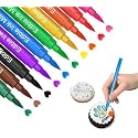Cycayit 10-Pack Edible Ink Markers – Edible Ink Pens，Dual-Tip Edible Markers for Cookies, Cupcakes, Fondant, Easter Eggs &amp; Party Decorating – Food Coloring Pens Ideal for DIY Desserts &amp; Custom Designs