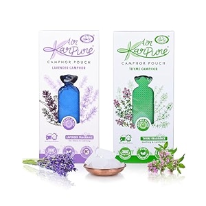 cycle pure karpure camphor pouch - pack of 2  air freshener for wardrobe home office bathroom car  lavender thyme  lasts up to 45 dayssolid