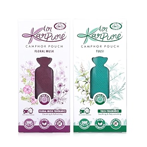 cycle pure karpure camphor pouch - pack of 2  air freshener for wardrobe home office bathroom car  thulsi floral musk  lasts up to 45 days