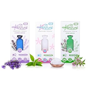 cycle pure karpure camphor pouch - pack of 3 lavender thyme amp bhimseni fragrance air freshener for cars wardrobes bookshelves homes offices amp mosquito repellent each lasts up to 45 days rocks