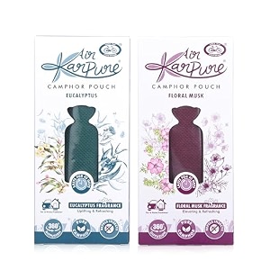 cycle pure karpure camphor pouch - pack of 2  air freshener for wardrobe home office bathroom car  floral musk eucalyptus each lasts up to 45 days cone