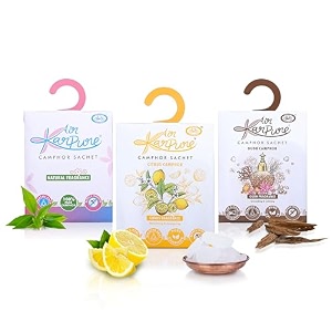 cycle pure karpure camphor sachet - pack of 3  air freshener for bathroom toilets wardrobes homes amp offices  oudh citrus amp original camphor fragrance  each lasts up to 30 days