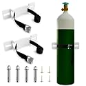 Cylinder Wall Mounted Bracket，Gas Cylinder Holder Wall-Mounted Bracket Propane Tank Bracket with Screws and Safety Belt (White 2)