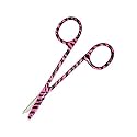 Cynamed Suture Stitch Scissors 4.5" with Crescent Delicate Hook- Perfect for Suture Removal, First Aid, EMS Training and More Premium Quality Instrument- Stainless Steel (Zebra, Pink)
