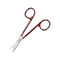 Cynamed Suture Stitch Scissors 4.5" with Crescent Delicate Hook- Perfect for Suture Removal, First Aid, EMS Training and More Premium Quality Instrument- Stainless Steel (Half Paws, Red)