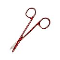 Cynamed Suture Stitch Scissors 4.5" with Crescent Delicate Hook- Perfect for Suture Removal, First Aid, EMS Training and More Premium Quality Instrument- Stainless Steel (Paws, Red)
