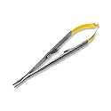 Cynamed TC Castroviejo Micro Needle/Suture Holder Driver with Tungsten Carbide Inserts and Gold Ends - Premium Grade Instrument (5.5 in. Straight Jaws)
