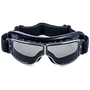 motorcycle goggles vintage pilot leather riding glasses scooter atv off-road anti-scratch dust proof eyewear for men women adult
