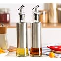 Glass Oil Dispenser Bottle for Kitchen (SS 500ML - 2PCS) White