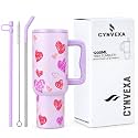 CYNVEXA Tumbler with lid and Straw 1200ML Cup Stainless Steel Vacuum Insulated Tumbler for Water, Iced Tea or Coffee 1.2L Office Gym Travelling (Purple Heart)