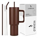 CYNVEXA Tumbler with lid and Straw 1200ML Cup Stainless Steel Vacuum Insulated Tumbler for Water, Iced Tea or Coffee 1.2L Office Gym Travelling (Chocolate)