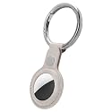 CYRILL Spigen AirTag Keychain Leather (Vegan), AirTag Holder with Key Ring Compatible with Apple AirTag Case (2021) - Stone
