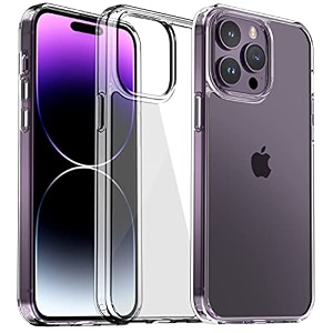 czartech native back cover for iphone 14 pro max clear case tpu  tough polycarbonate back i 6ft drop protection tested i matte black-transparent i no yellowing