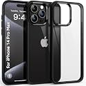 Czartech Native Back Cover for iPhone 14 Pro Max Clear case (TPU + Tough Polycarbonate Back I 6ft Drop Protection Tested I Matte Black-Transparent I No Yellowing)