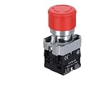 CZKE 1pcs 220V 12V 24V Red Mushroom Cap Emergency Stop Button 22mm 16mm Push Button Switch Momentary Latching 690V10A Switch on Off Switch(BS444 2NC)
