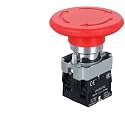 CZKE 1pcs 220V 12V 24V Red Mushroom Cap Emergency Stop Button 22mm 16mm Push Button Switch Momentary Latching 690V10A Switch on Off Switch(BS644 2NC)
