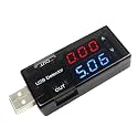 CZKE 3 in 1 LCD Digital USB Voltmeter Ammeter 5V 12V DC Car Phone Voltage Current Volt Ampere Power Capacity Charger Detector Monitor(Type 2)