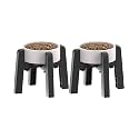 CZPET Dog Bowl Stand with Adjustable Width [2 Pack, Stand Only]