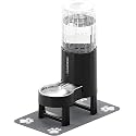 CZPET Gravity Dog Water Bowl Dispenser, Wider Mouth (9.5L+Stand+Mat,Black)