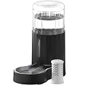 CZPET Gravity Dog Water Bowl Dispenser, Wider Mouth (8L+Filter,Black)