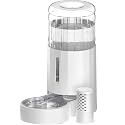 CZPET Gravity Dog Water Bowl Dispenser, Wider Mouth (8L+Filter,White)